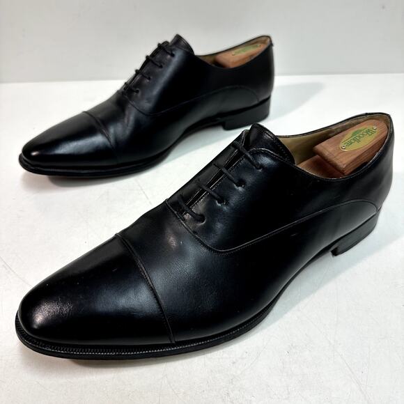 VERY GOOD Jack Erwin Cap-Toe Oxford Black Calf Made in Spain Men\'s 13